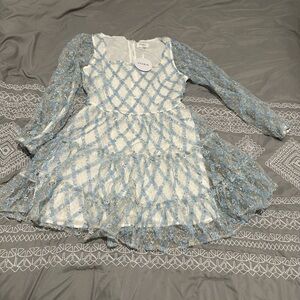 Storia Elegant Blue and White Kids Dress